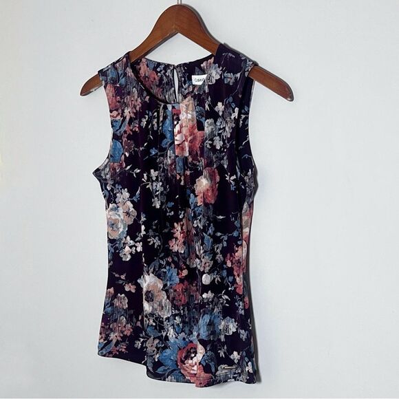 Calvin Klein Floral Sleeveless Top - Purple and Pink - Picture 2 of 6